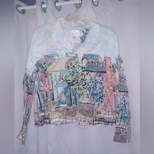 Christopher And Banks Colorful Graphic Button-Up Shirt Jacket Size P/XL